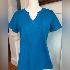 Teal V-Neck Short Sleeve Women's Top